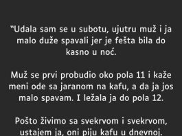 UDALA SAM SE U SUB0TU,UJUTR0 MUŽ I JA MAL0 DUŽE SPAVALI..