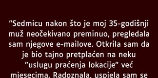“Sedmicu nakon što je moj 35-godišnji muž neočekivano preminuo…”