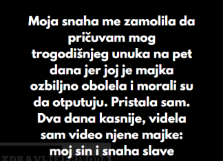 “Moja snaha me zamolila da pričuvam mog trogodišnjeg unuka na pet dana jer joj je majka ozbiljno obolela i morali su da otputuju…”