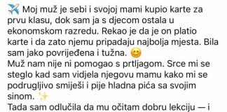 Moj muž je kupio karte za prvu klasu sebi i svojoj mami – a mene s djecom ostavio u ekonomiji
