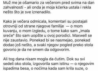 Muž me je ošamario za večerom pred svima na dan zahvalnosti – ali onda je moja kćerka ustala i rekla nešto što je sve iznenadilo.