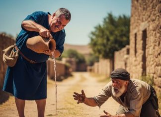 Domaćin je odbio da da vode žednom putniku u dronjcima: Njegov sluga je krišom izneo krčag vode. Ujutru je pred kuću stigla carska kočija i tražila slugu.