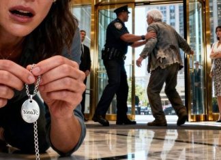 Gurnuli su ga iz predvorja kao da je đubre. „Odlazi, starče — ovo je privatna zgrada!“ zalajao je obezbeđivač, dok su bogati stanari posmatrali sa samozadovoljnim izrazom. Pokušala sam da nateram sebe da odem… dok nisam videla šta je ispalo na mermerni pod: ogrlica. Podigla sam je — i srce mi je stalo. Na privjesku je bilo urezano moje ime. „Nije moguće…“ prošaputala sam, jedva dišući. Jer u tom trenutku sam znala — ovo je otac kojeg sam tražila dvadeset godina…