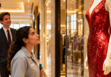 Nakon 7 godina od razvoda, pronašao je svoju bivšu ženu kako radi kao čistačica, tiho gledajući haljinu vrednu milion dolara iza izloga.