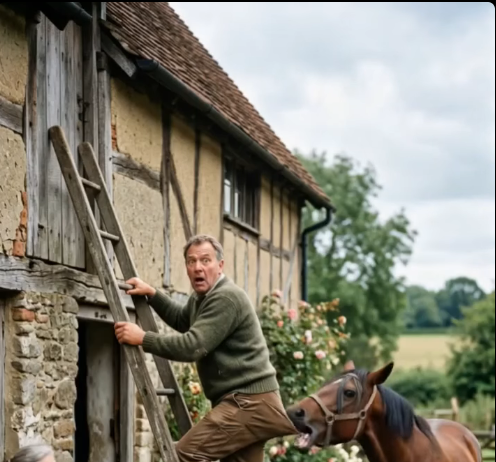 Konj koji je povukao starca sa lestava sekundu pre nego što je munja rascepila krov