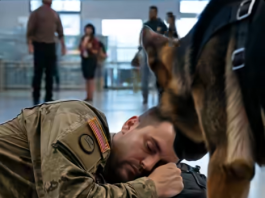 Ljudi na aerodromu primijetili muškarca u uniformi kako leži na podu, a pored njega je sjedio njemački ovčar: svi su ostali šokirani kada su saznali zašto životinja laje i reži na one u blizini 😱😱