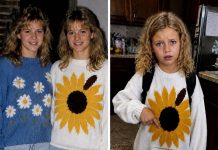 Moja sestra blizanka nestala je u svom džemperu sa suncokretom na naš 16. rođendan 1986. – 40 godina kasnije, moja unuka došla je kući noseći ga… i rekla: “Dala mi ga je čistačica škole”