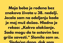 Sobala sam u bolnici, dok sam jecala, kada je muž došao i hladno rekao: „Kakvo olakšanje. Sad mogu da te ostavim bez osećaja krivice.“