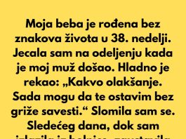 Sobala sam u bolnici, dok sam jecala, kada je muž došao i hladno rekao: „Kakvo olakšanje. Sad mogu da te ostavim bez osećaja krivice.“